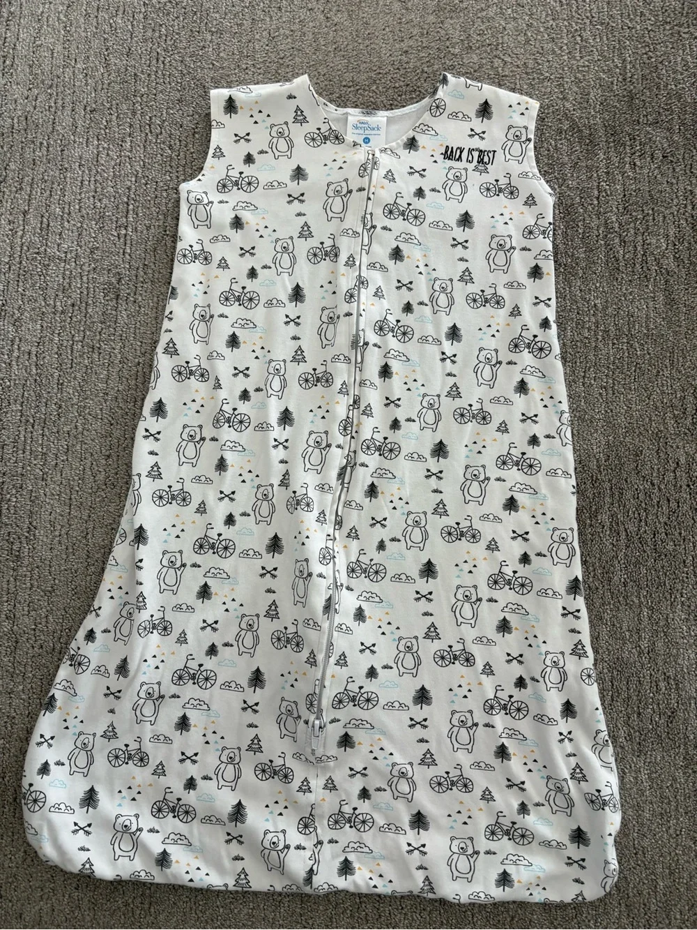 Cotton Halo SleepSack - White Bear Print 6-12 month (size medium)